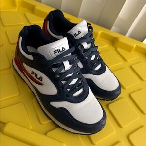 Fila Classic Navy and White Sneakers with Red Detail